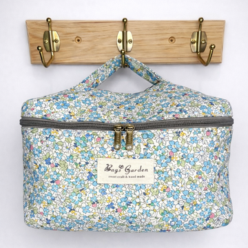 Light Blue Cotton Toiletry Bag Garden